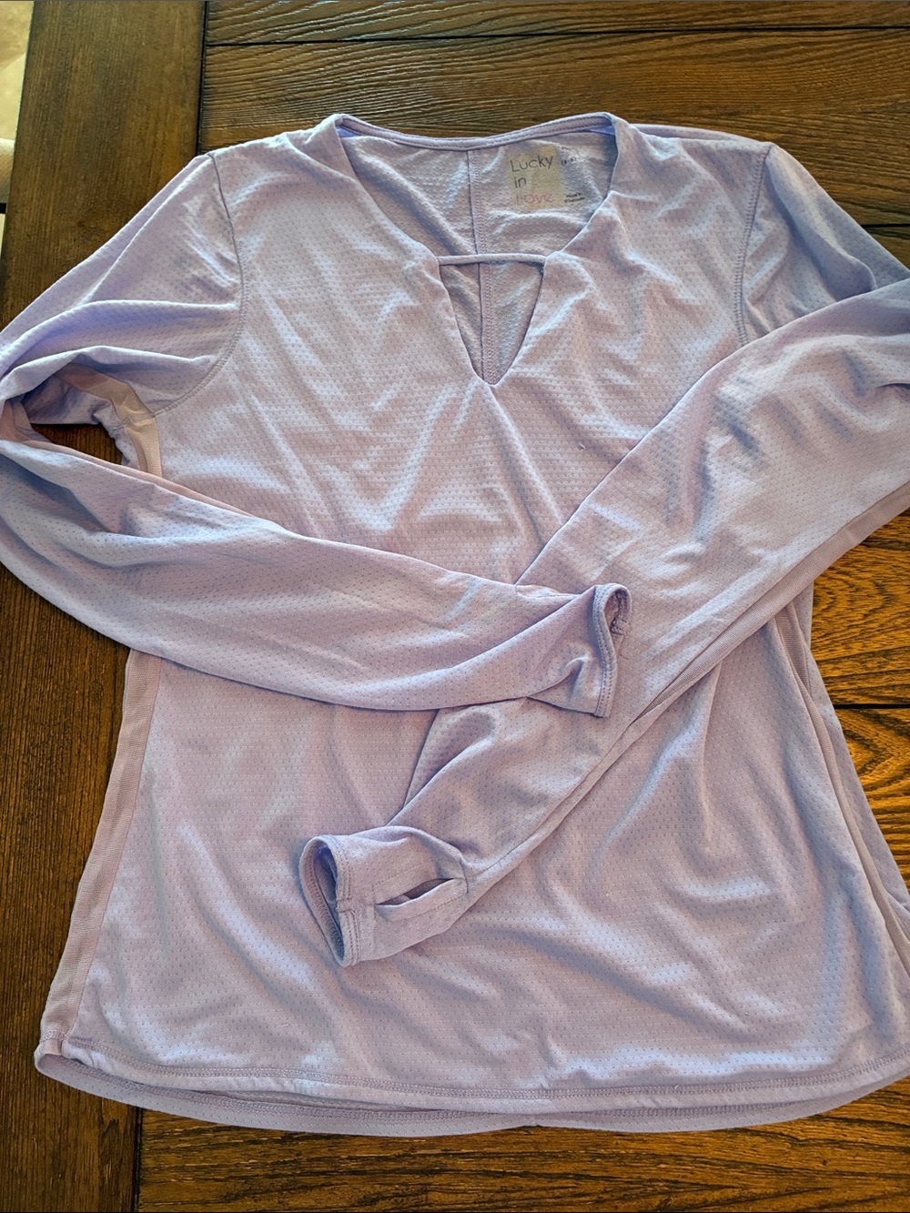 Lucky in Love Light Lavender Long Sleeve Keyhole Top